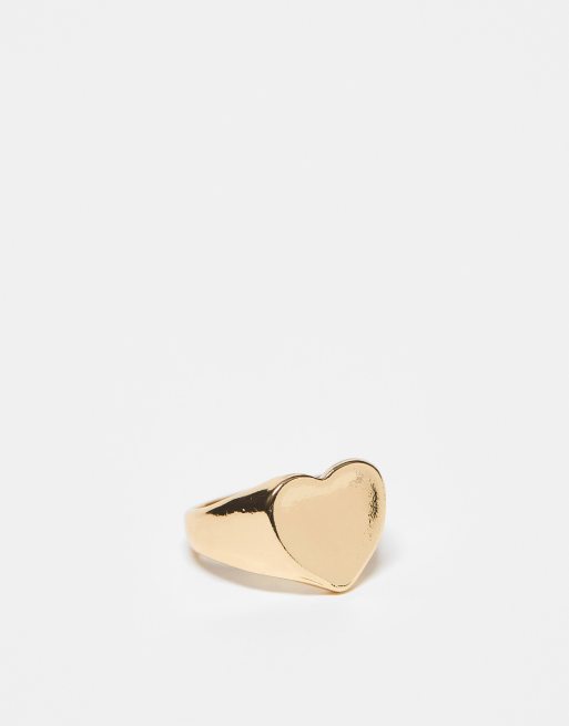 Anillo dorado tipo sello con diseño de corazón de Faded Future