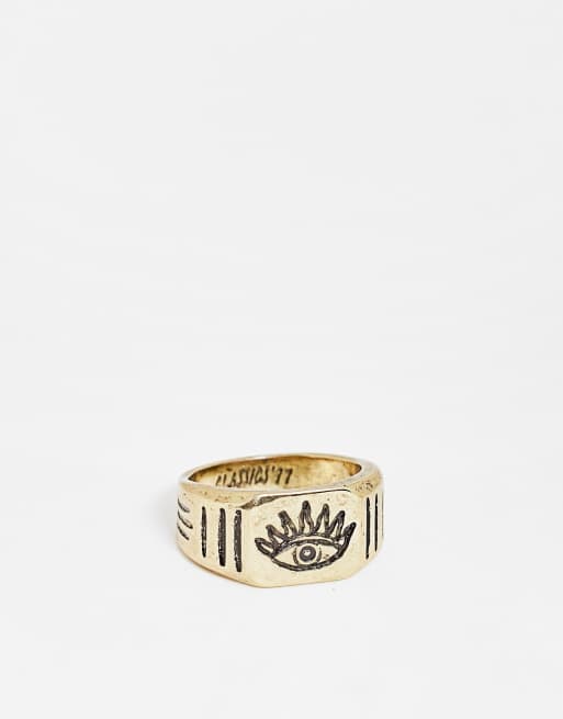 Anillo dorado tipo sello con diseño de ojo de Classics 77