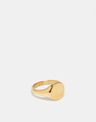 Anillo dorado tipo sello de acero inoxidable resistente al agua de ASOS DESIGN