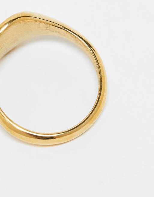 Anillo dorado tipo sello de acero inoxidable resistente al agua de ASOS DESIGN, 3 de 4