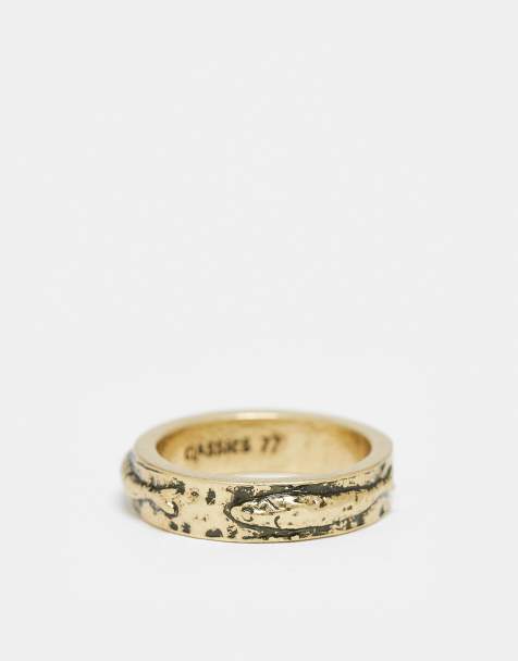 Anillo dorado vintage de banda con diseño grabado de pez de Classics 77 - view 1