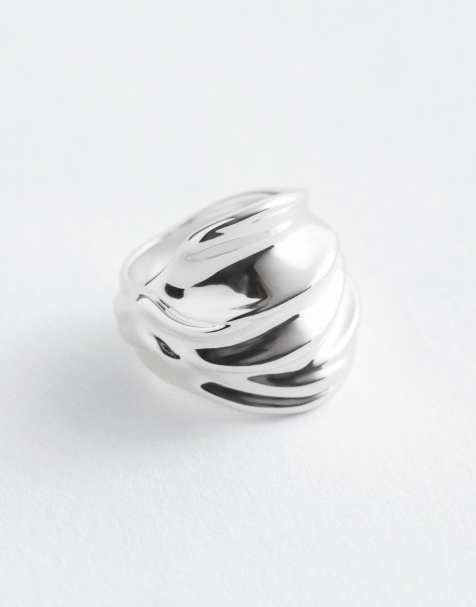 Anillo grande plateado curvado de & Other Stories - view 1