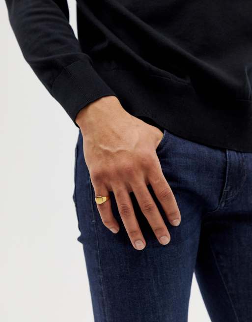 Anillo para el me ique chapado en oro 14 quilates de ASOS DESIGN