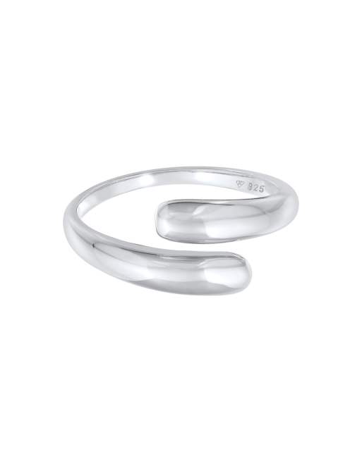 Anillo plateado básico con diseño delicado envolvente de plata de ley 925 Trend Blogger de Elli