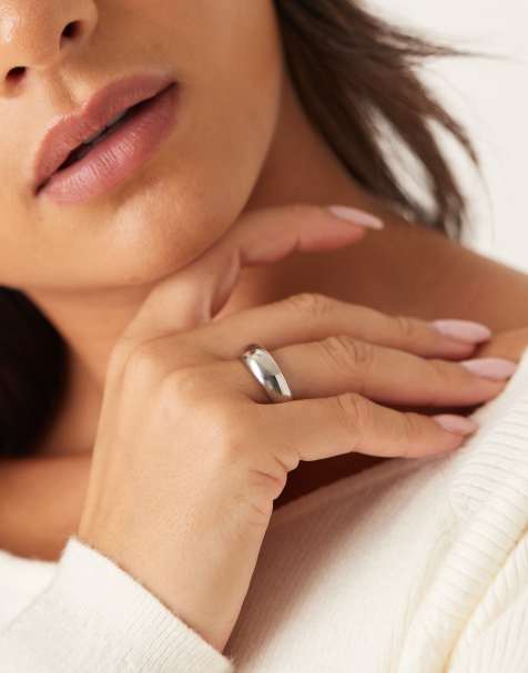 Anillo plateado con diseño abovedado de acero inoxidable de Lost Souls - view 1