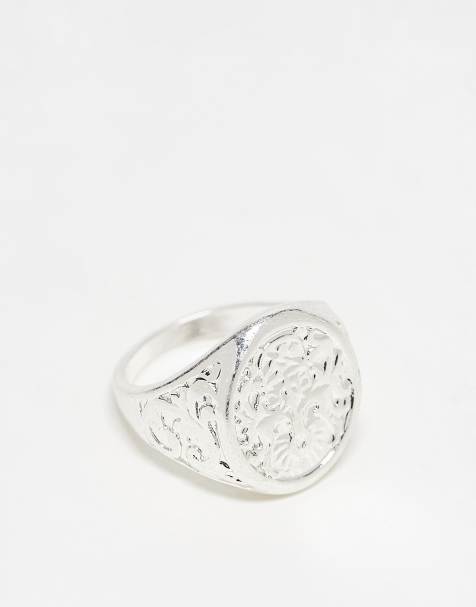Anillo plateado con diseño de sello y moneda de ASOS DESIGN - view 1