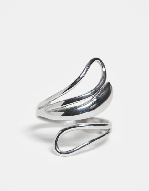 Anillo plateado con diseño doble envolvente de ASOS DESIGN - view 1
