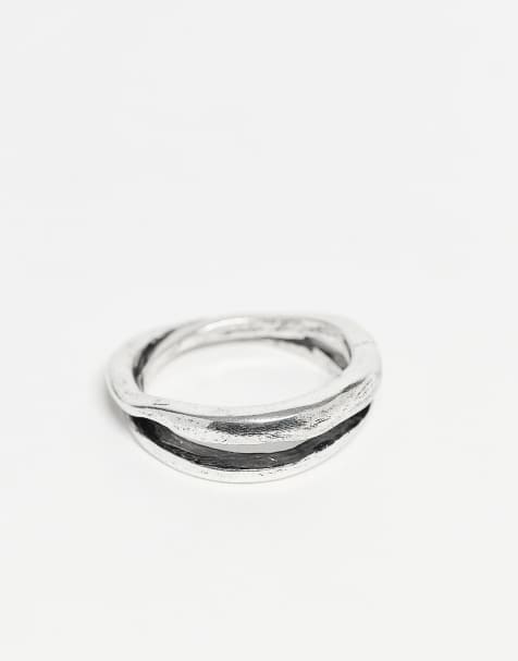 Anillo plateado con diseño entrelazado efecto fundido de ASOS DESIGN - view 1