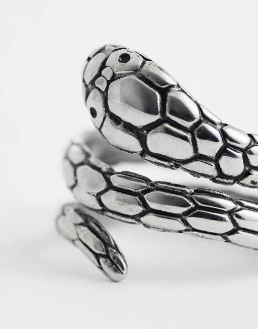 Anillo plateado con diseño envolvente de serpiente de acero inoxidable resistente al agua de ASOS DESIGN, 3 de 3