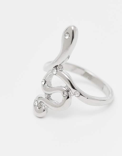 Anillo plateado con diseño llamativo en forma de serpiente de DesignB London, 3 de 3