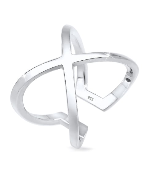 Anillo plateado cruzado básico llamativo de plata de ley 925 par mujer de Elli - view 1