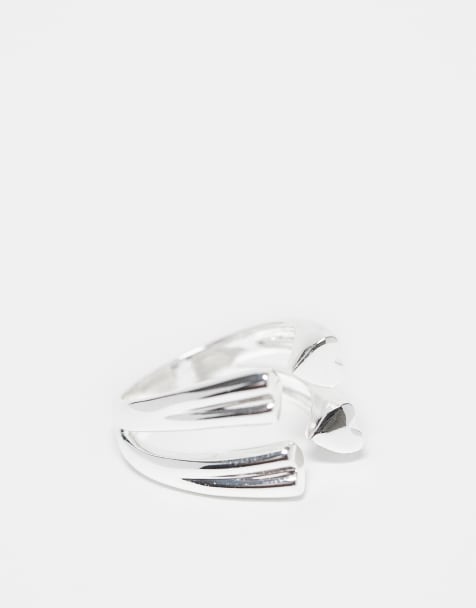 Anillo plateado de corazón doble abierto de & Other Stories - view 1