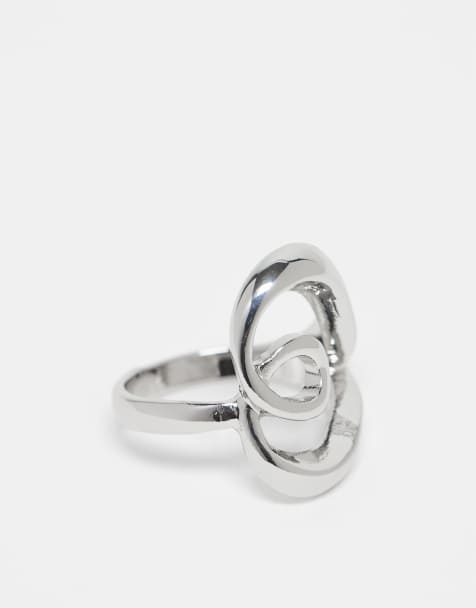 Anillo plateado de corazón grande de ASOS DESIGN - view 1