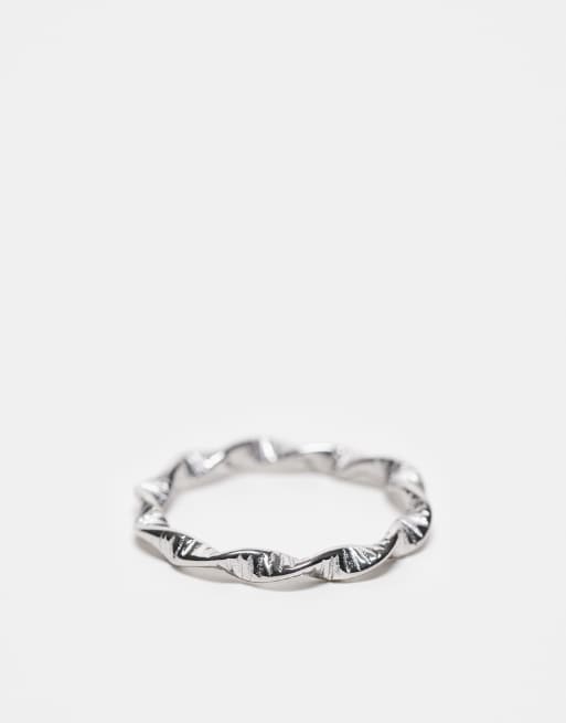 Anillo plateado estilo cordón retorcido de acero inoxidable resistente al agua de ASOS DESIGN