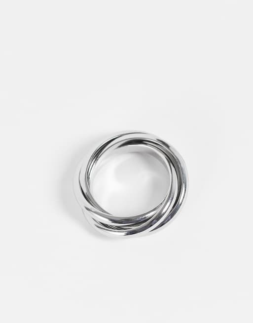 Anillo plateado grueso con diseño cruzado Ultimate de Reclaimed Vintage Inspired, 3 de 4