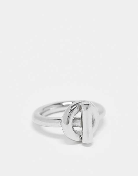 Anillo plateado para festivales con diseño de barra en forma de T de acero inoxidable resistente al agua de ASOS DESIGN - view 1