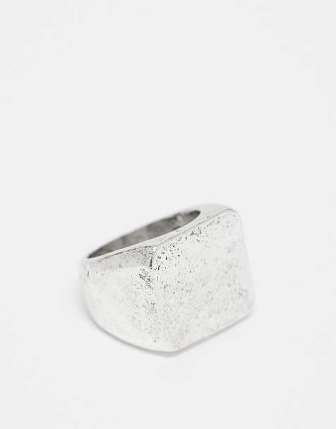 Anillo plateado pulido grueso tipo sello con diseño cuadrado de ASOS DESIGN - view 1