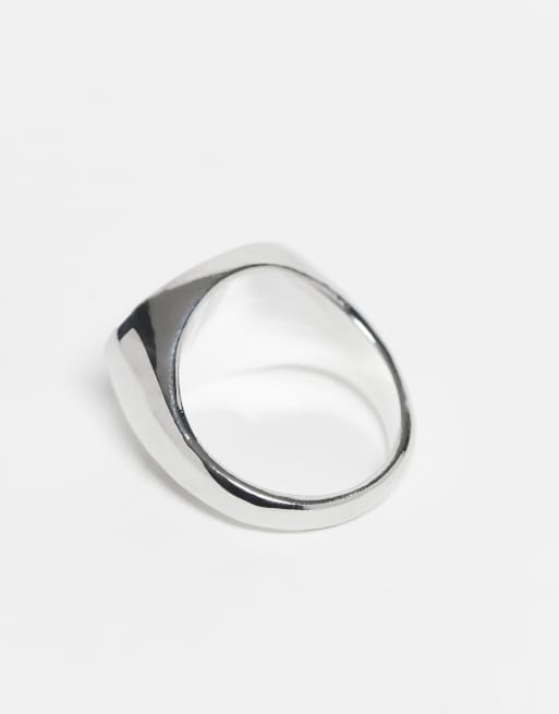 Anillo plateado tipo sello con jade semiprecioso azul ovalado de ASOS DESIGN  , 3 de 3