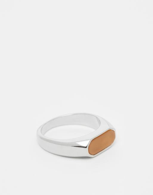 Anillo plateado tipo sello con piedra de resina de Faded Future