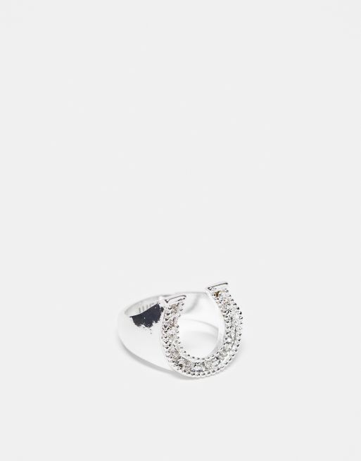 Anillo plateado tipo sello de inspiración wéstern de WFTW 