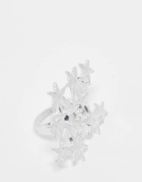 Anillo plateado unisex con diseño de estrellas de Reclaimed Vintage - view 1