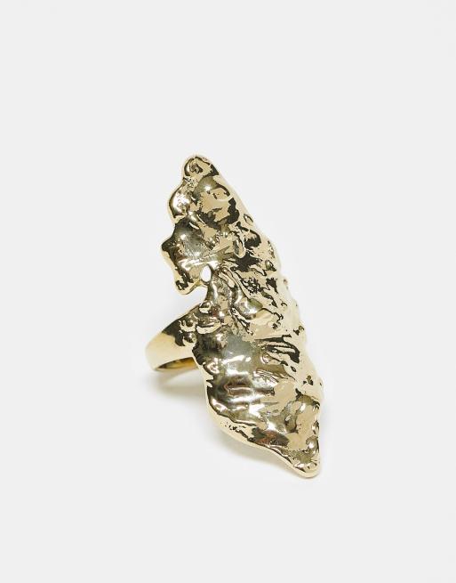 Anillo texturizado chapado en oro Horizon de Pilgrim