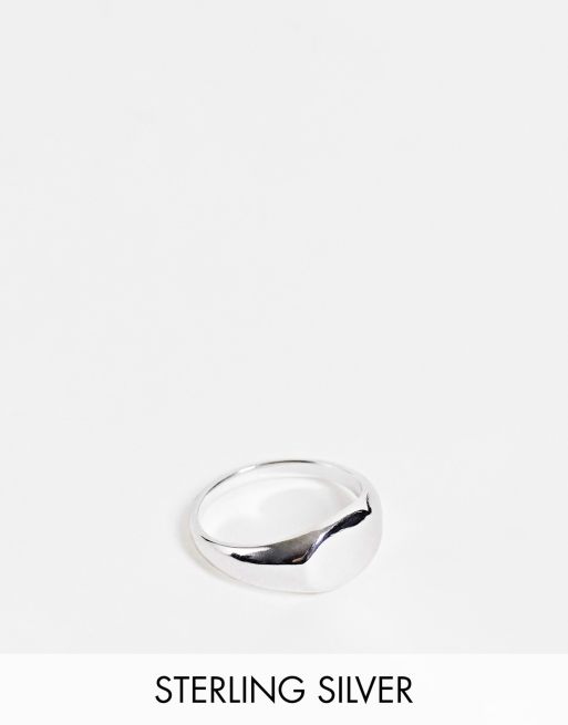 Anillo tipo sello clásico de plata de ley de ASOS DESIGN