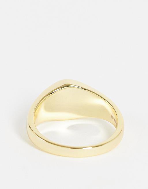 Anillo tipo sello con diseño de escudo de plata de ley chapado en oro de Serge DeNimes, 2 de 4