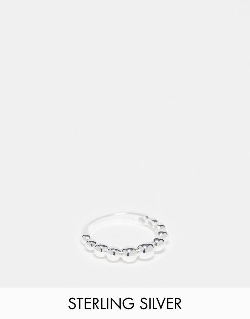 Anillo tipo sello con diseño de esferas de plata de ley de Seol + Gold