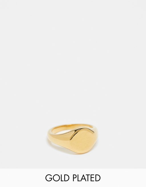 Anillo tipo sello de acero inoxidable chapado en oro de 18 quilates de Lost Souls