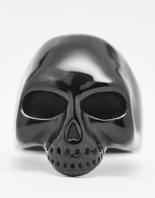 Anillo tipo sello negro con diseño de calavera de acero inoxidable impermeable de ASOS DESIGN, 2 de 4