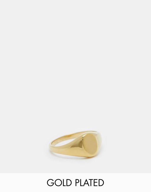 Anillo tipo sello ovalado de oro vermeil de 18 quilates de Seol + Gold 