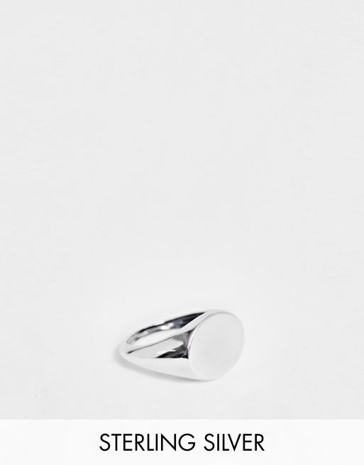 Anillo tipo sello plateado de plata de ley de ASOS DESIGN