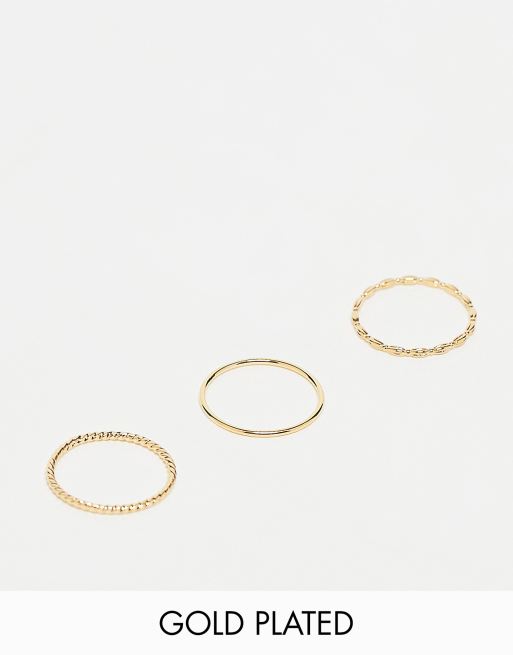 Anillos apilables dorados finos chapados en oro de la colección Z de Accessorize