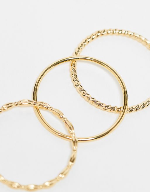 Anillos apilables dorados finos chapados en oro de la colección Z de Accessorize, 3 de 4