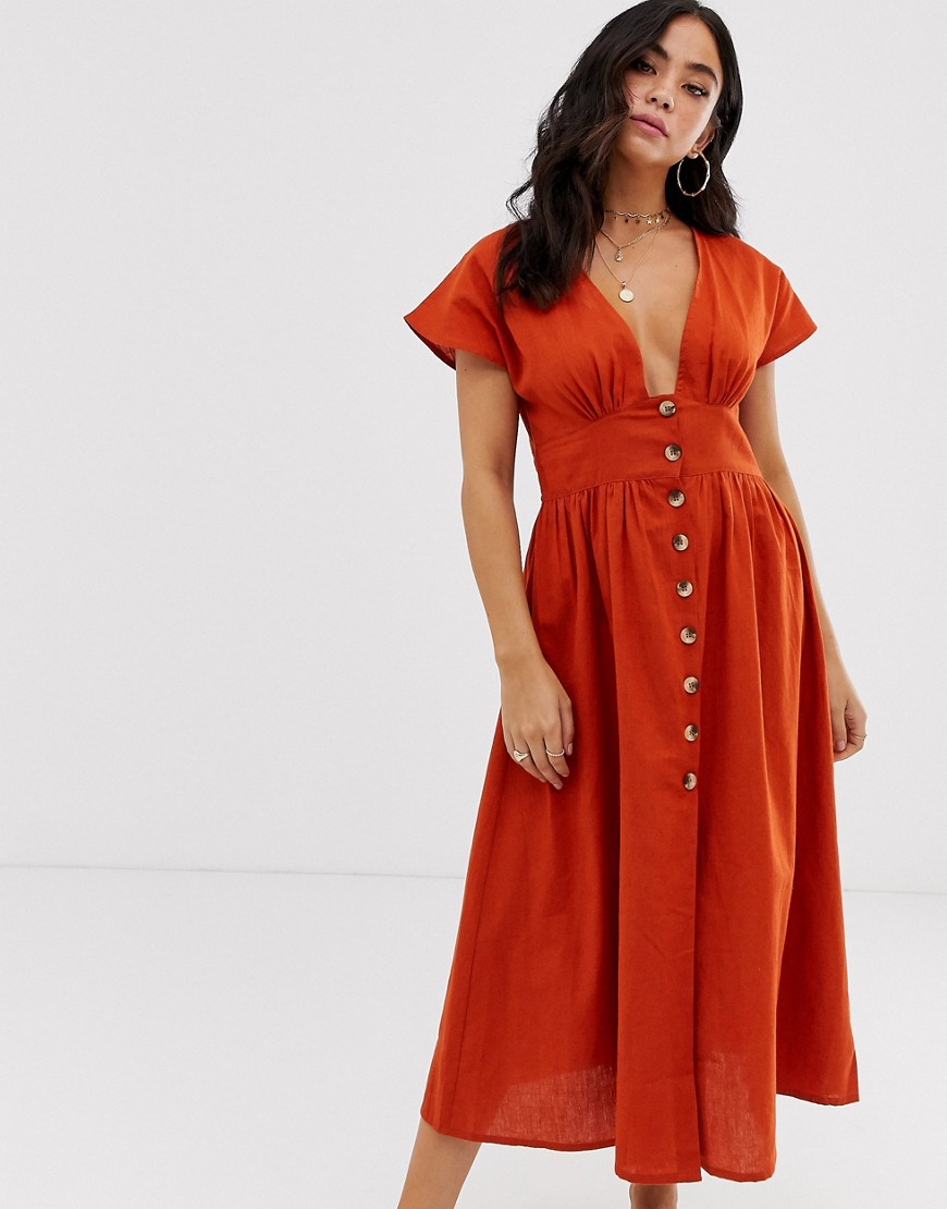 Anmol – Strandklänning med knappar-Orange