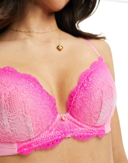 Ann Summer – Sexy – Rosa, ombrefärgad spetsbehå med vaddering och djup urringning, 2 av 4