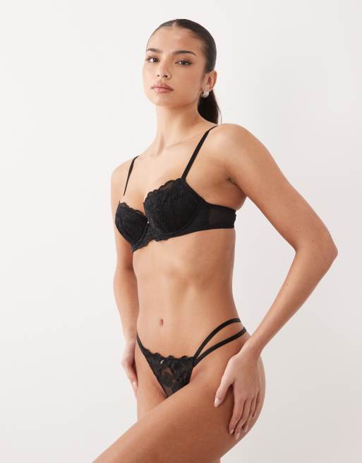 Ann Summers A-G Sexy Lace padded balconette bra in black, 3 of 4