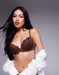 [Ann Summers] Ann Summers A-G Sexy Lace plunge bra in brown 38DD BROWN