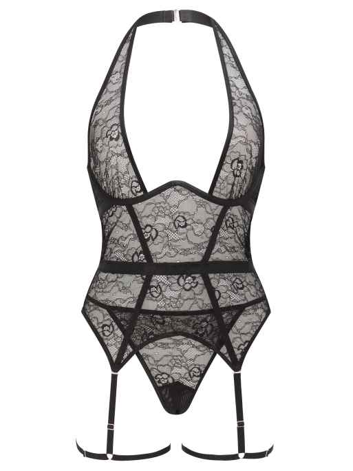 Ann Summers Addicted to you crotchless cami suspender set in black, 4 of 4