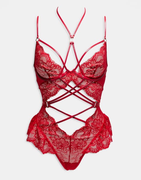 Ann Summers Adore amour crotchless body in red - RED - view 1