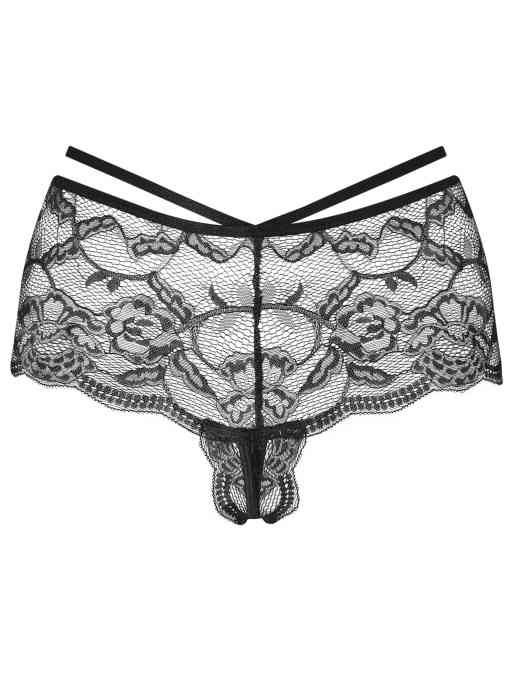 Ann Summers Adore you lace crotchless short in black, 3 of 3