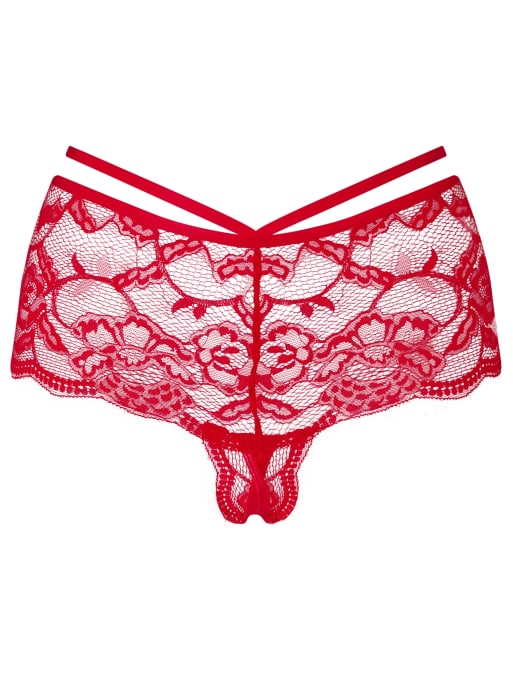 Ann Summers Adore you lace crotchless short in red, 4 of 4