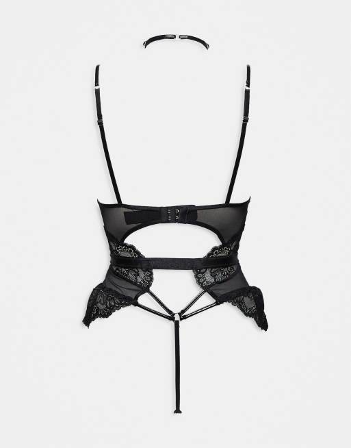 Ann Summers Affectionate ouvert lace and strapping detail teddy bodysuit in  black | ASOS