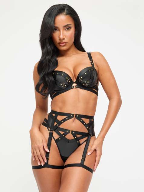 Ann Summers After dark padded plunge bra in black - view 1