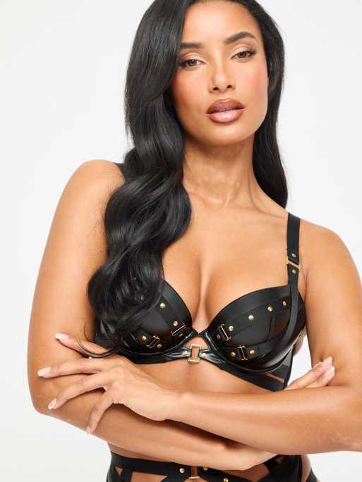 Ann Summers After dark padded plunge bra in black, 2 of 4