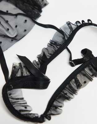 Ann Summers All Mine Crotchless Lingerie Set In Black