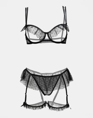 Ann Summers - All Mine - Dessous-Set in Schwarz mit offenem Schritt