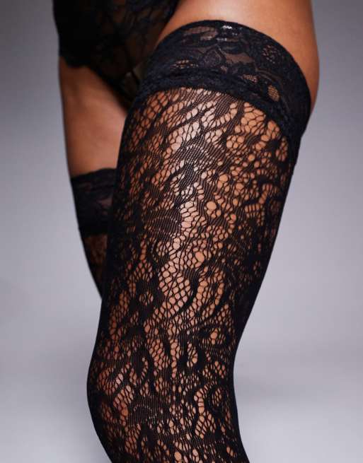 Ann Summers all over lace hold ups in black, 2 of 4