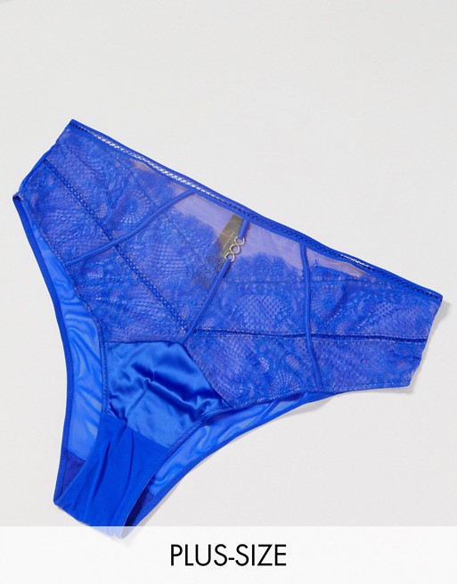 Ann Summers Allurer Curve lace high waist brazilian in cobalt